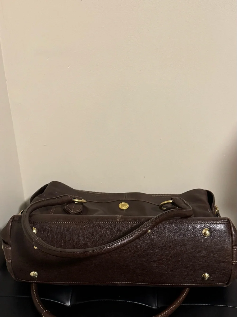 Coach Addison Textured Brown Spectator Leather Shoulder Bag